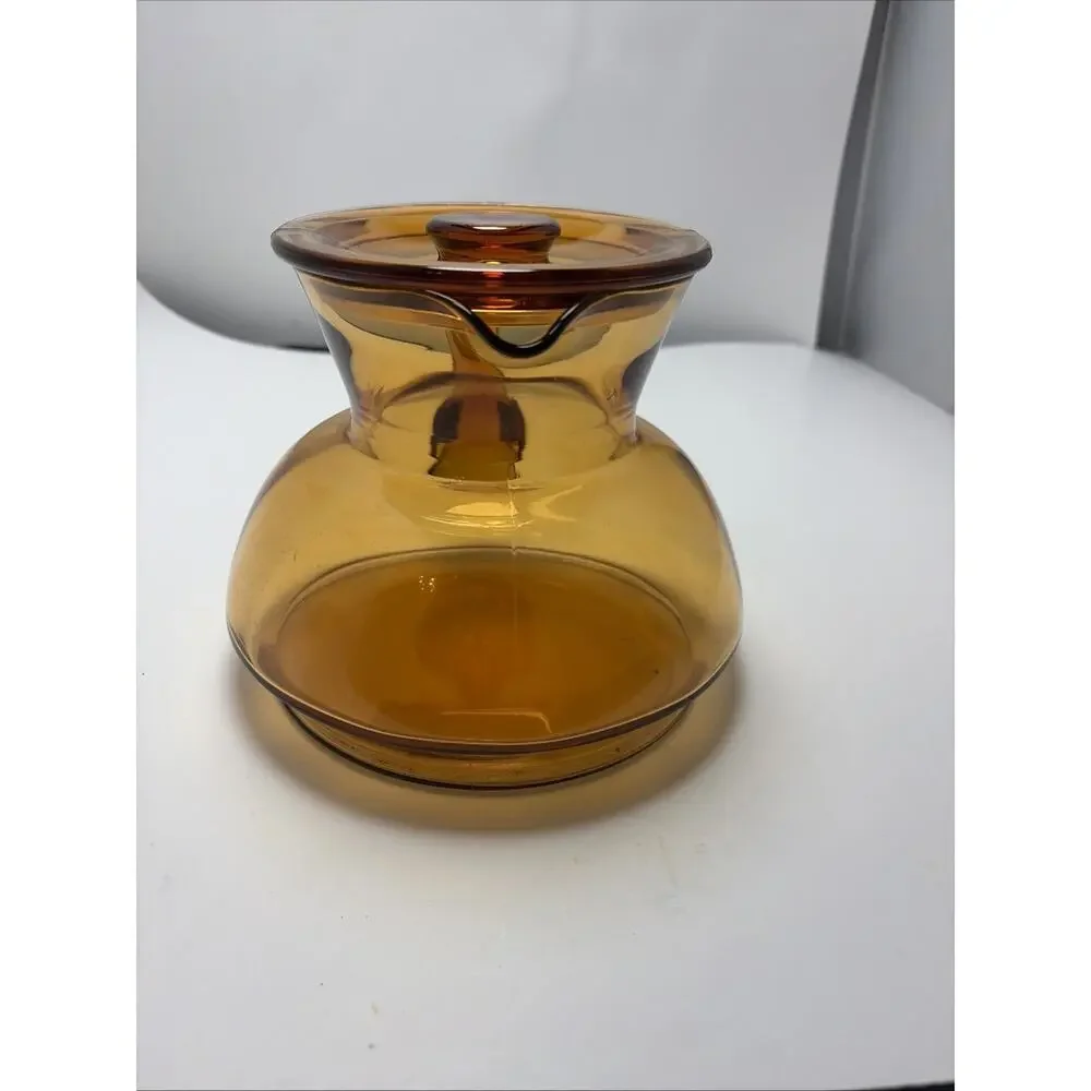 RARE Cambridge Elegant Glass #955 62oz Amber Refrigerator Jug + Lid Great Cond
